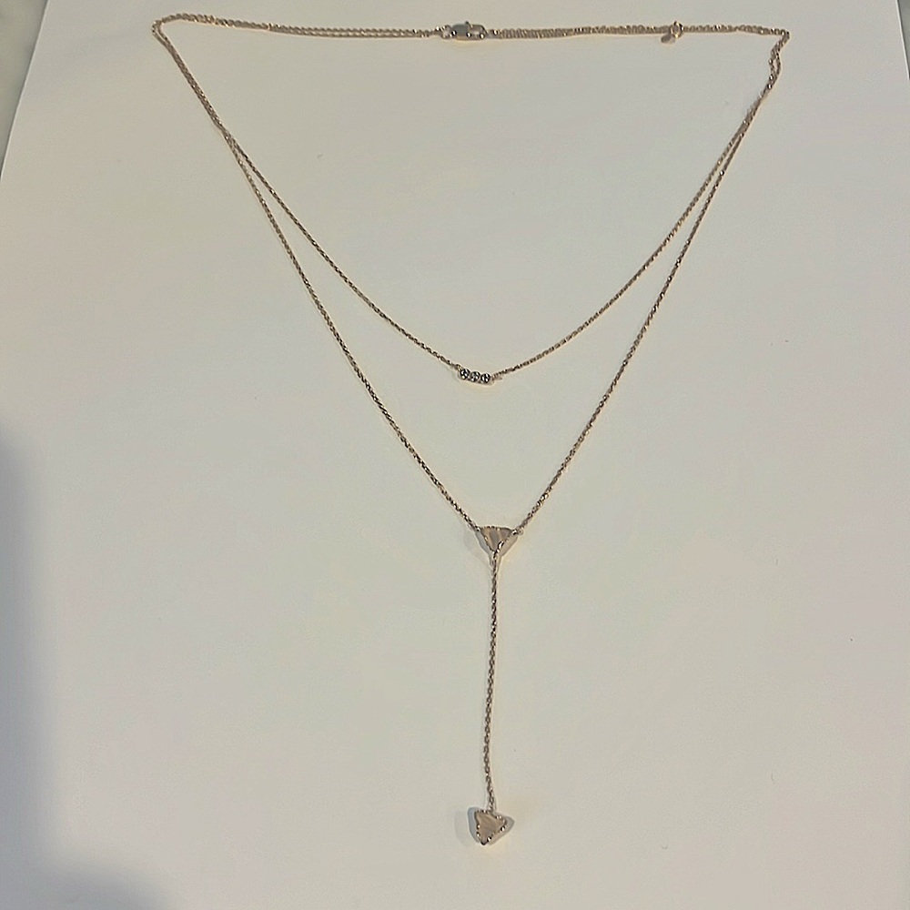 Tai Gold Plated Double Row Multi Stone Y Necklace New